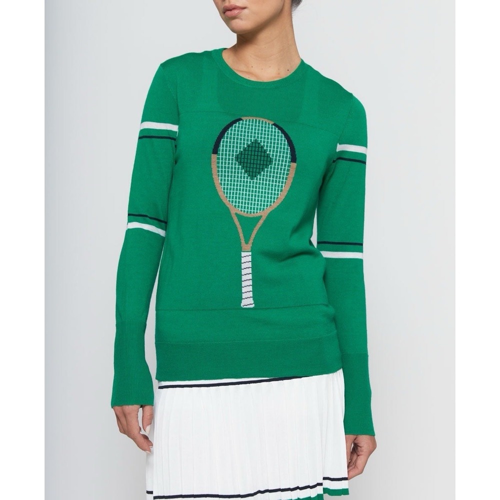 L'etoile Sport The Racquet Sweater Sz S Merino Wool Preppy Sporty *Flaw $195